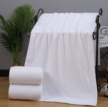 酒店布草全棉批发五星级宾馆民宿洗浴汗蒸纯白色浴巾毛巾一件起批
